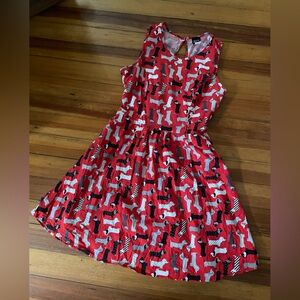 Retrolicious Vibrant Red Dress with Weiner Dog Print